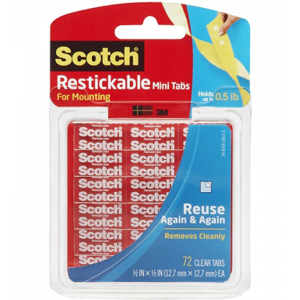 3M™ SCOTCH® 可再貼透明膠貼 1/2" x 1/2" R103