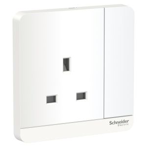 Schneider Electric - 施耐德電氣 - AvatarOn 奐尚 13A 單位連保護門有掣插座連LED指示燈 (搪瓷白) E8315N_WE_C5