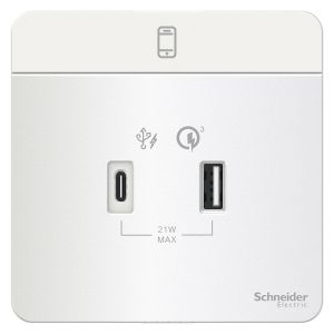 Schneider Electric - 施耐德電氣 - AvatarOn 奐尚 兩位 21W Type A+C, PD+Quick Charger3.0 USB充電插座 (搪瓷白) E8332ACQUSB_WE_C5