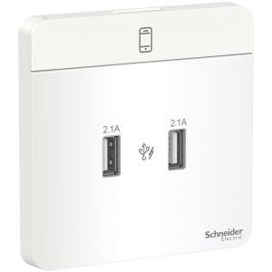 Schneider Electric - 施耐德電氣 - AvatarOn 奐尚 兩位2.1A USB充電插座 (搪瓷白) E8332USB_WE_C5