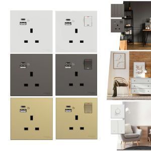Schneider Electric - 施耐德電氣 - AvatarOn C 奐然 13A 單位連保護門插座連兩位USB充電插座Type A+C 