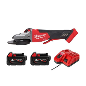 Milwaukee 美沃奇 M18 FSAGF125XPDB-0X0-202 - M18 FUEL™ 無碳刷125mm扁頭速停角磨機 (安全制開關) (4.0Ah電池 x 2 及充電器套裝)