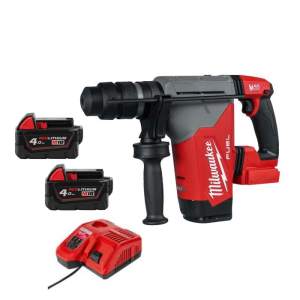 Milwaukee 美沃奇 M18 FHPX-0X0-202 - M18 FUEL™ 無碳刷 32mm SDS-Plus 四坑錘鑽 (3 模式) (4.0Ah電池 x 2 及充電器套裝)