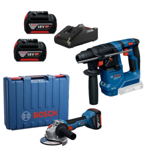 【精選孖裝】Bosch 博世 GWS 18V-8 磨機 + GBH 18V-18 / GBH 18V-18X 油壓鑽  (4.0Ah電池 x 2 及充電器套裝)