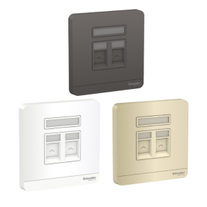 Schneider Electric - 施耐德電氣 - AvatarOn 奐尚 兩位RJ11電話及RJ45 5e類數據插座 Keystone面板備防塵活門 E8332TDRJS5