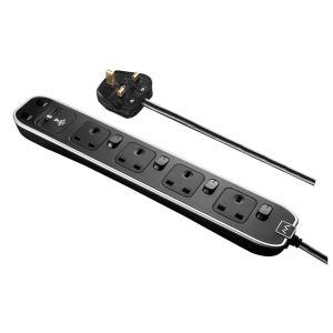 MasterPlug 4位 3米拖板 USB-C&A 防雷保護 獨立開關 電源指示燈 黑色 香港行貨 SWSRGUAC2043PB