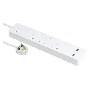 Schneider Electric - 施耐德電氣 - 13A 四位安全拖板 - USB充電 - 獨立開關 - LED指示燈 - 白色 (連3米線)