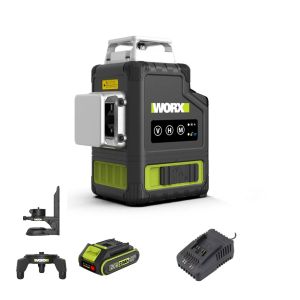 WORX 威克士 WU005 20V 12線綠光貼牆平水儀 (包含腳架與掛牆架) (2.0Ah 電池 x 1 及充電器) 