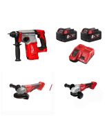 【怪物力量系列】Milwaukee 美沃奇 M18 雙機組合 (油壓鑽+磨機) (5.0Ah電 x 2及充電器套裝)