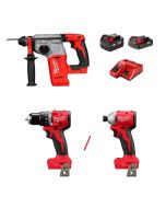 【Red Start系列】Milwaukee 美沃奇 M18 輕重雙打套裝 (油壓鑽+衝擊鑽/電批) (4.0Ah電池 x 1 + 2.0Ah電池 x 1 + 充電器套裝)