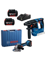 【精選孖裝】Bosch 博世 GWS 18V-8 磨機 + GBH 18V-18 / GBH 18V-18X 油壓鑽 (4.0Ah電池 x 2 及充電器套裝)