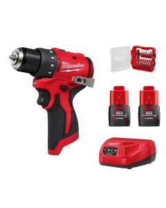 【工具祭限時套裝】【Red Start系列】Milwaukee 美沃奇 M12 無碳刷輕巧電鑽  M12 BLDDRC-302 (3.0Ah雙電套裝)