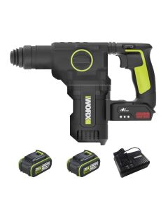 WORX 威克士 WU385.3 20V 無刷鋰電集塵油壓鑽 (5.0Ah電池 x 2 + 充電器) (可優惠加配集塵器)