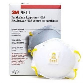 3M™ N95 即棄非油性粉塵口罩 (配備呼氣閥) 8511 (10隻/盒)