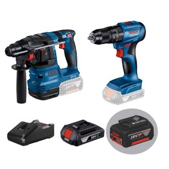 【全港獨家孖裝】BOSCH 博世 18V GBH 185-LI 油壓鑽 + GSB 185-LI 衝擊鑽雙電套裝 （2ah及5Ah電池） （可優惠價加配集塵器）