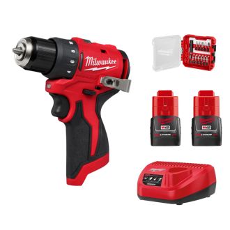 【工具祭限時套裝】【Red Start系列】Milwaukee 美沃奇 M12 無碳刷輕巧電鑽  M12 BLDDRC-302 (3.0Ah雙電套裝)