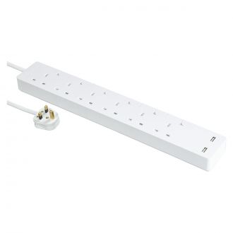 Schneider Electric - 施耐德電氣 - 13A 六位安全拖板 - 2.4A USB充電 - 獨立開關 - LED指示燈 連3米線 (白色) TSH36U_3_WE_C5