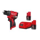 【Red Start系列】Milwaukee 美沃奇 M12 無碳刷輕巧電鑽  M12 BLDDRC-202 (2.0Ah雙電套裝)