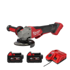 Milwaukee 美沃奇 M18 FSAGV100XPDB-0X0-202 - M18 FUEL™ 無碳刷100 mm 變速速停角磨機 (4.0Ah電池 x 2 及充電器套裝)