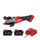 Milwaukee 美沃奇 M18 FSAGF125XB-0X0-202 - M18 FUEL™ 無碳刷 125mm 扁頭速停角磨機 (推制開關) (4.0Ah電池 x 2 及充電器套裝)