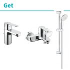 GROHE 德國高儀 GET 優惠組合(1) 面盆龍頭32883000 + GET浴缸龍頭 32887000+ 3速花灑 27644001